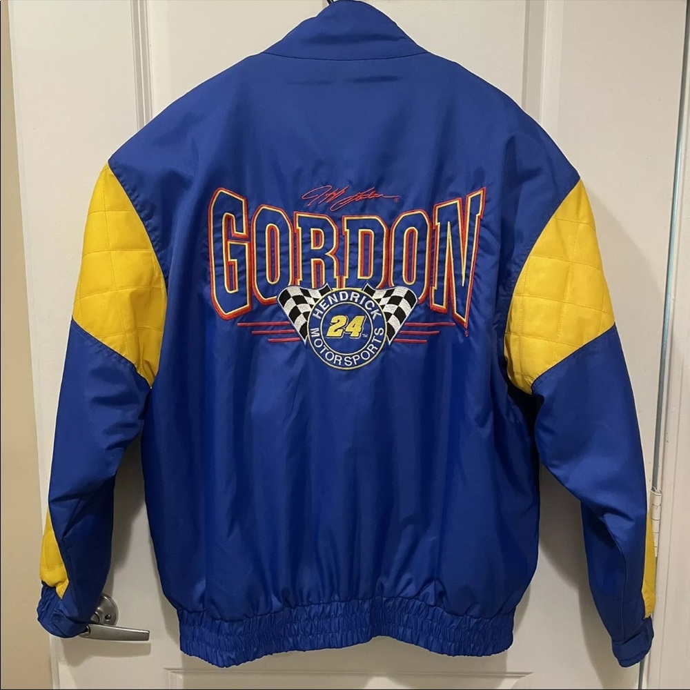 Vintage 90s NASCAR Jacket Jeff Gordon #24 Nutmeg Racing Sz L Satin Heavy Jacket